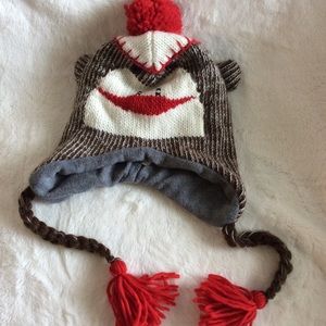 Kids/Teen sock monkey winter hat, super cute